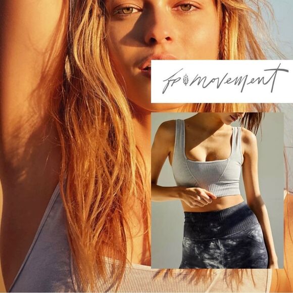 Free People Movement Good Karma Square Neck Crop Top Size Small NWOT - Picture 3 of 11